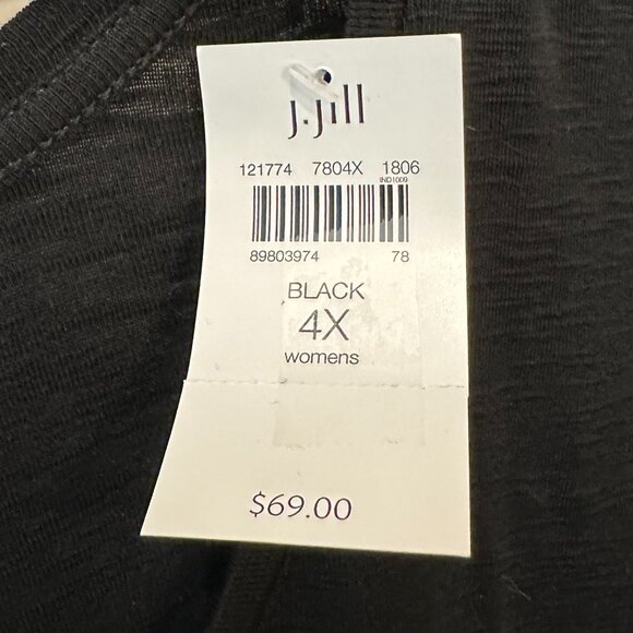 NWT J. Jill Pima Cotton Dipped-Hem Short-Sleeve Tunic - Black - Size 4X - Picture 3 of 6